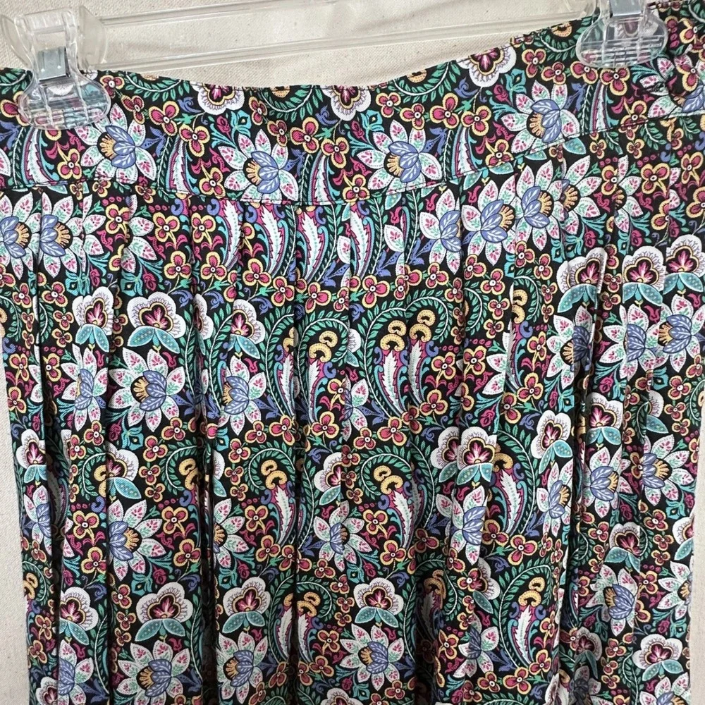 CHAUS Floral Paisley Rayon Maxi Skirt Sz 8 Psychedelic Festival Boho Japan Vtg‎